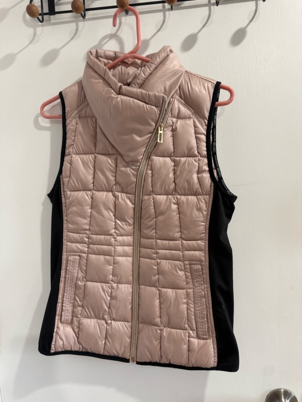 Calvin Klein Blush Pink and Black Quilted Puffer Vest